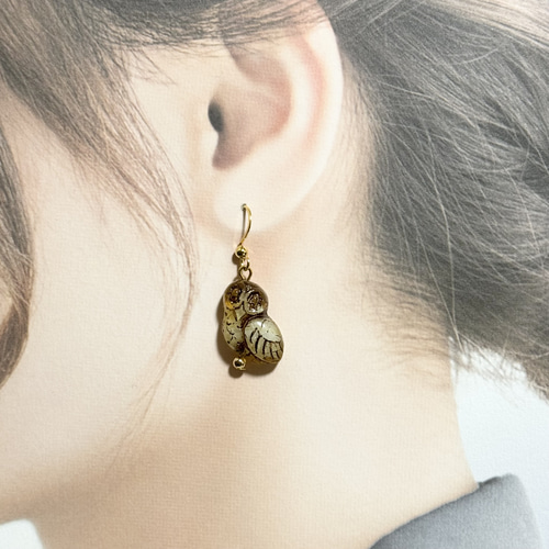 チェコビーズピアス/フクロウピアス/金属アレルギー対応 ピアス