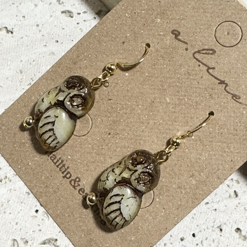 チェコビーズピアス/フクロウピアス/金属アレルギー対応 ピアス