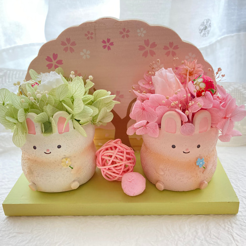 かわいいウサギのプリザーブドフラワー☆プレゼントやお祝いに