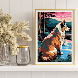 【ワンダフルライフ - ラフコリー犬 No.3】アートポスター 犬の絵 犬の絵画 犬のイラスト 8枚目の画像