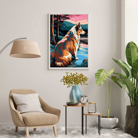 【ワンダフルライフ - ラフコリー犬 No.3】アートポスター 犬の絵 犬の絵画 犬のイラスト 7枚目の画像