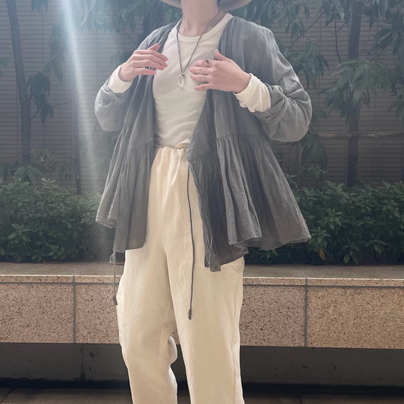 マガリ　セミカシュクールジャケット カシュクールブラウス 綿麻ローン ラバリジャケット 草木染 サクヤ