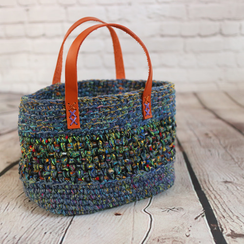 ◌ミックス＆ミックス糸のかごバッグ◌ ＊black mix＊ かごバッグ