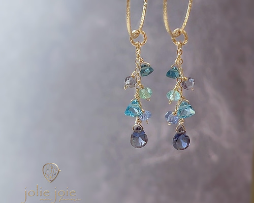 専用✨天然石イヤリング 琥珀 シトリン 天然石 ロング チェーン ピアス・イヤリング