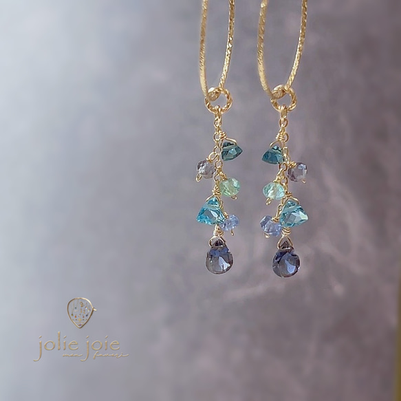 épi-】14KGF 小さな青の宝石 天然石 ピアス・イヤリング