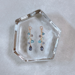 【-épi-】14KGF 小さな青の宝石 天然石 ピアス・イヤリング チャーム 2枚目の画像