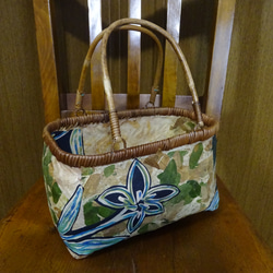 和猫達 一閑張り バッグ かごバッグ ハンドバッグ 古文書 柿渋 黒猫 小さめ 一閑張りバック 黒猫 古文書 柿渋 かごバッグ ミモザ子 通販