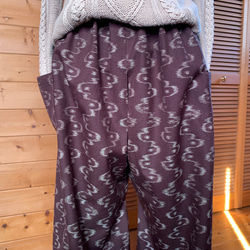 錆色　ウールのもんぺパンツ　総丈１０１ｃｍ　着物リメイク 9枚目の画像