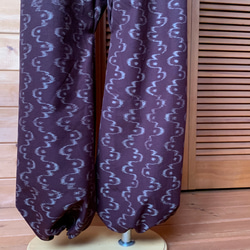 錆色　ウールのもんぺパンツ　総丈１０１ｃｍ　着物リメイク 6枚目の画像