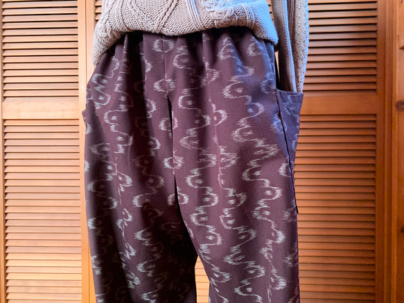 錆色　ウールのもんぺパンツ　総丈１０１ｃｍ　着物リメイク 10枚目の画像