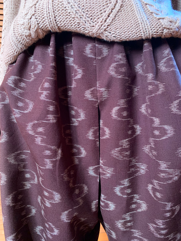 錆色　ウールのもんぺパンツ　総丈１０１ｃｍ　着物リメイク 11枚目の画像