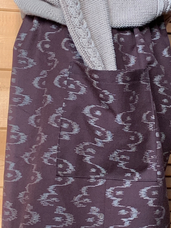 錆色　ウールのもんぺパンツ　総丈１０１ｃｍ　着物リメイク 8枚目の画像