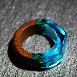 【現品限り Sale 40%off】 Nature Ring/Blue ウッドレジンリング　13号 6枚目の画像