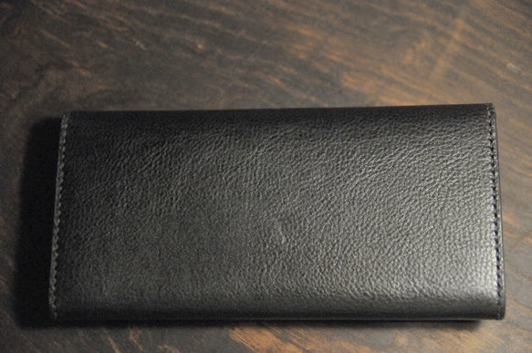 黒猫の長財布（表革：VACCHETTA800、仮セット猫目：琥珀色）約256ｇ 猫目選べます♪ 7枚目の画像