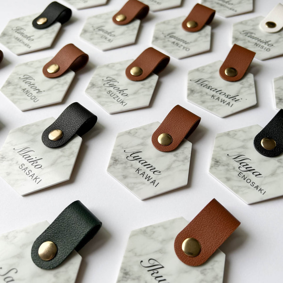 1個から購入可能な席札」大理石タイル風 ヘキサゴン 六角形 エスコート