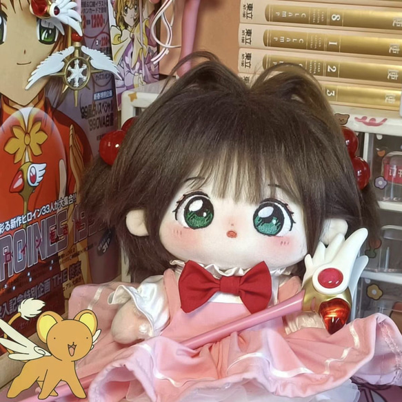 無属性 ぬいぐるみ 20cm 着せ替えぬいぐるみ 茶髪緑の目女の子 桜 綿