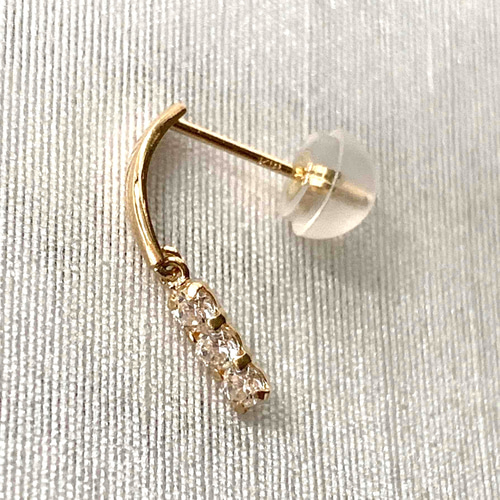 地金＊18金【ジルコニア10石 2連ピアス】イエローゴールド K18刻印入 新品 地金＊10金【ジルコニア10石 2連ピアス】ピンクゴールド 10K刻印