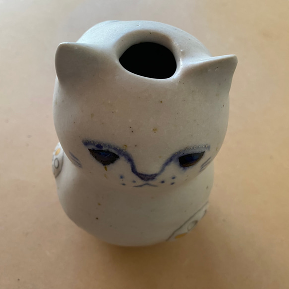 れんこん猫いちりんざし(ブルーアイ)【花器】【花びん】 8枚目の画像