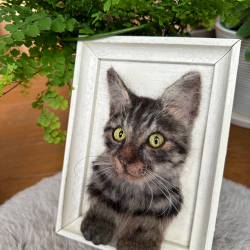 羊毛フェルト猫オーダー》 #猫(ねこ)羊毛フェルト フレーム 羊毛フェルト猫オーダー》 #猫(ねこ)羊毛フェルト フレーム