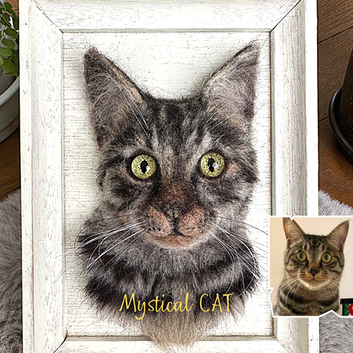 羊毛フェルト猫オーダー》 #猫(ねこ)羊毛フェルト フレーム 羊毛フェルト猫オーダー》 #猫(ねこ)羊毛フェルト フレーム