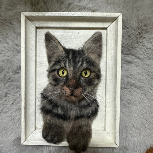 羊毛フェルト猫オーダー》 #猫(ねこ)羊毛フェルト フレーム