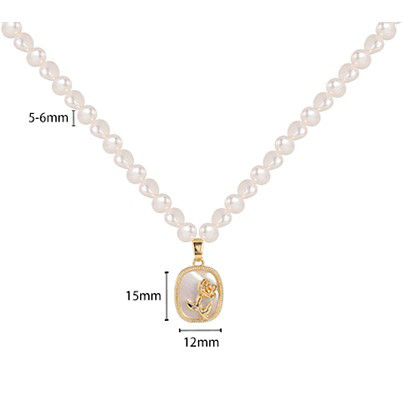 淡水パールのネックレス　淡水真珠　淡水パール　真珠　白蝶貝殻　薔薇　6月の誕生石 夏の誕生石2024　夏の誕生花2024