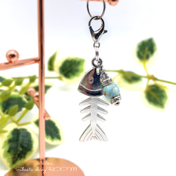 魚骨ファスナーチャーム』選べる6mm天然石 シルバー ファスナー飾り