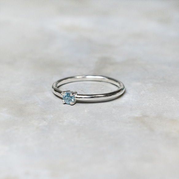 鏡面 ブルージルコン ラウンド3mm シルバープレーンリング 1.5mm幅 グロス｜SILVER RING｜1064 4枚目の画像