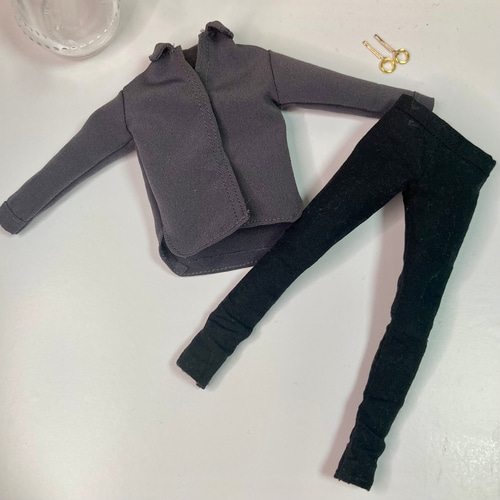 リカちゃん服 3点セット ワイシャツ・スキニーパンツ・ピアス