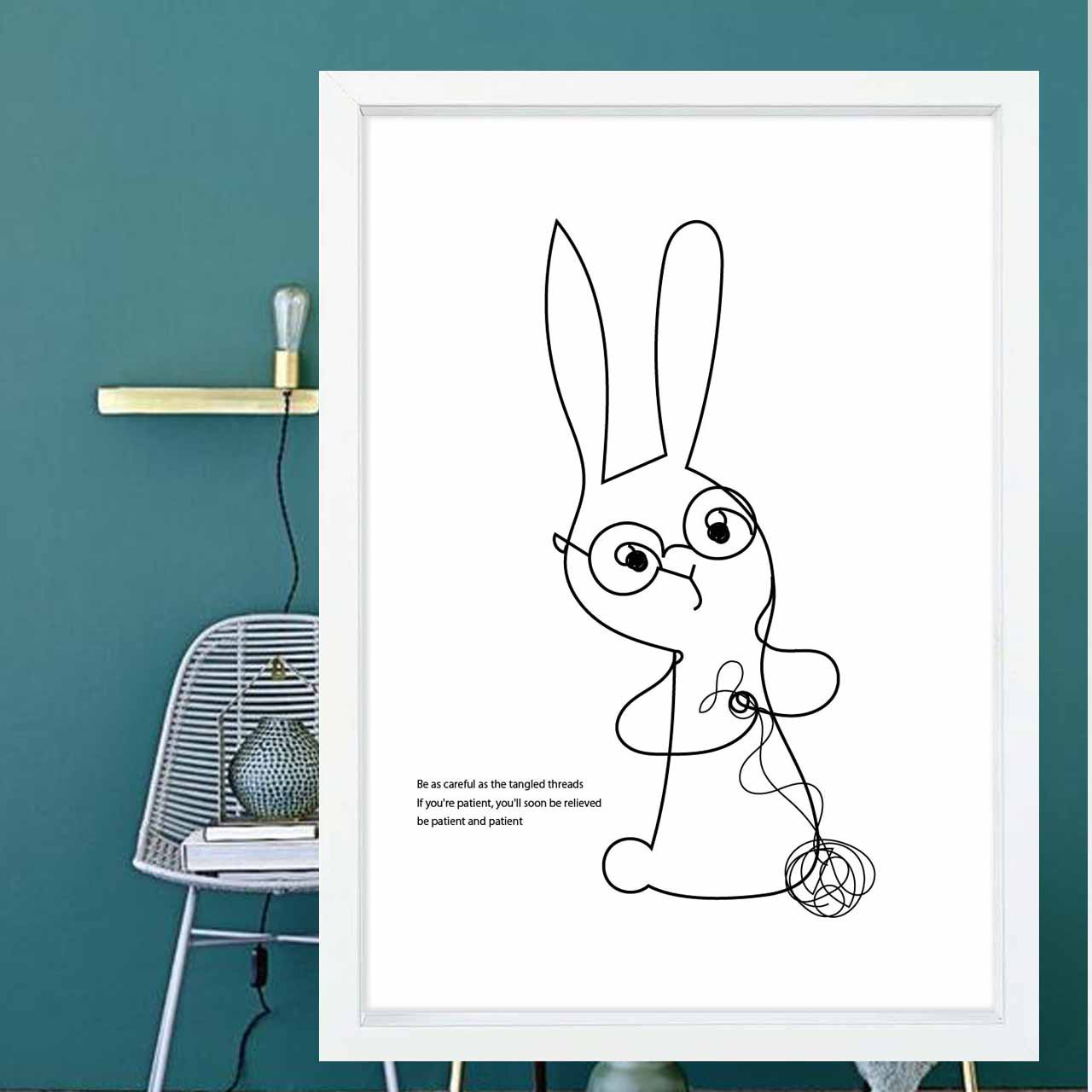 もつれた糸2　うさぎ　イラスト　ポスター　A4 A3 A2 A1　アート  　アートポスター　seiで検索　2339