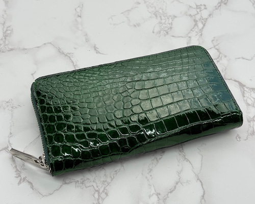 クロコダイル　ポロサス(ベビークロコ)長財布 日本製 スモールクロコダイル ポロサス ボンベ仕立 VIP上質 長財布