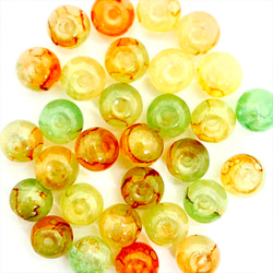 【30顆】圓形大理石玻璃珠★a/6mm★橘綠圓珠混色 第3張的照片