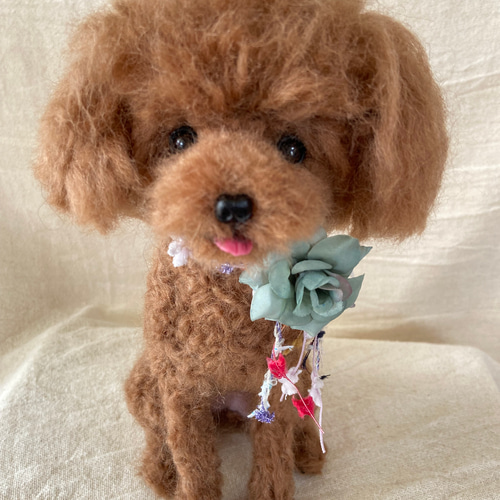 羊毛フェルト 犬 トイプードル トイプー 羊毛犬 お座り 愛犬