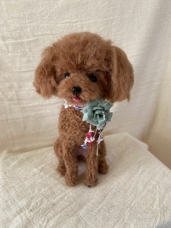羊毛フェルト 犬 トイプードル トイプー 羊毛犬 お座り 愛犬