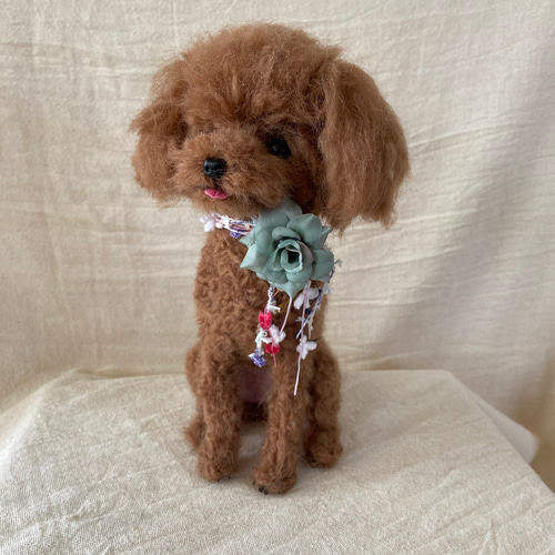 羊毛フェルト 犬 トイプードル トイプー 羊毛犬 お座り 愛犬