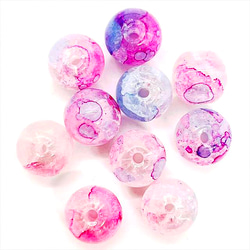 【10顆】圓形大理石玻璃珠★b/10mm★紫藍色原子混色 第3張的照片