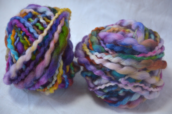 手染め糸 ウールなみなみスラブ purple colorful nijiyarn 毛糸 