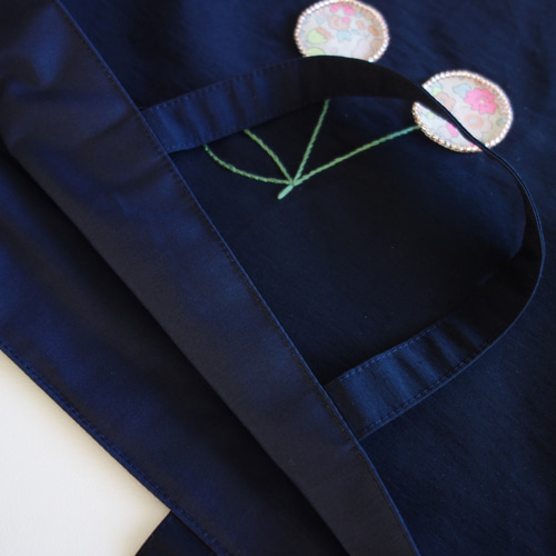 レッスンバッグ さくらんぼ 刺繍 ネイビー リバティ チェリー