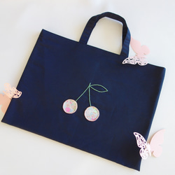 レッスンバッグ  上履き入れ　体操服袋　ヌビ　さくらんぼ刺繍 さくらんぼ 入園入学セット レッスンバッグ 体操服袋 上履き入れ