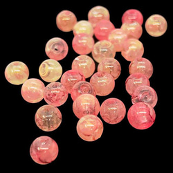 【30顆】圓形大理石玻璃珠★e/6mm★粉紅金圓珠混色 第4張的照片