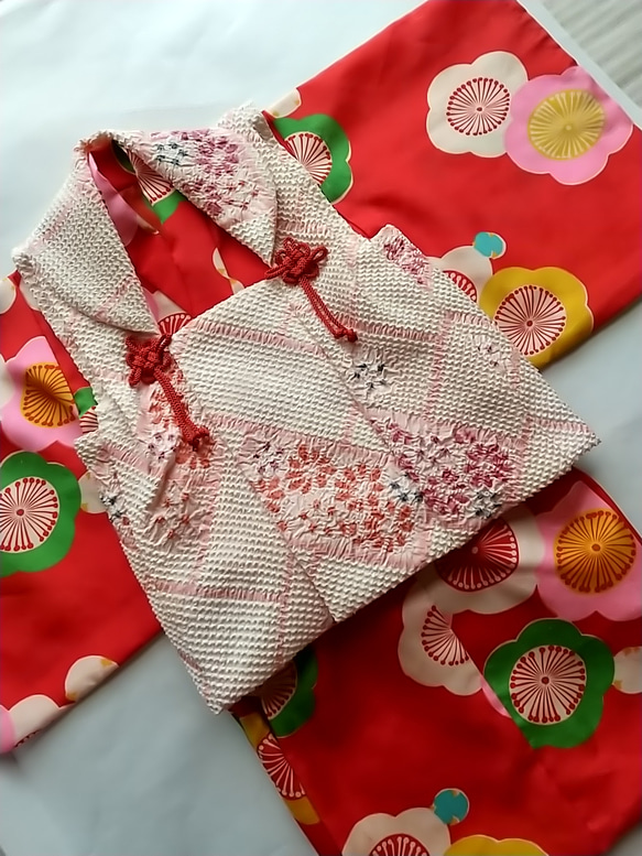 赤ちゃん着物と正絹総絞り手縫いの被布セット