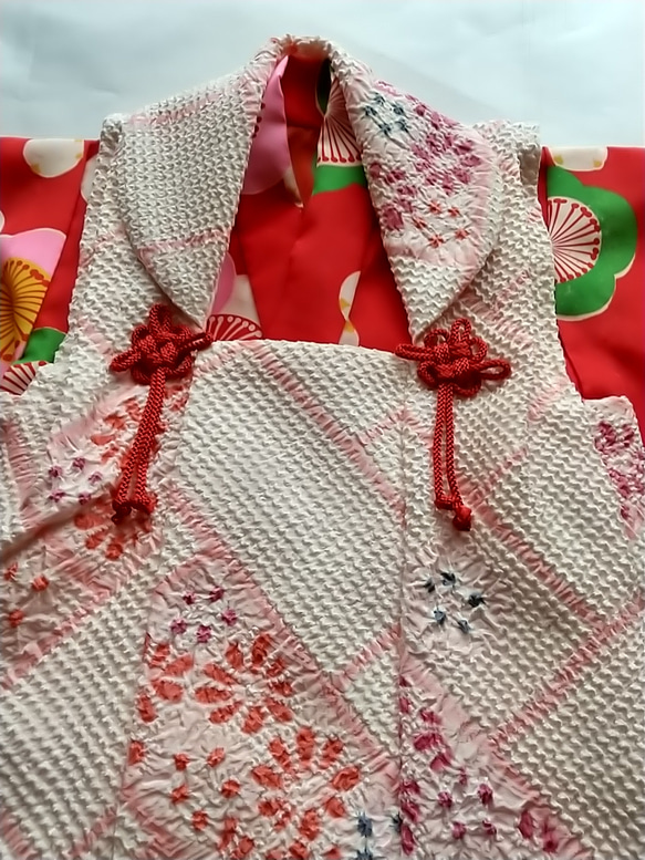 赤ちゃん着物セット（正絹着物と正絹総絞りの被布） 10枚目の画像