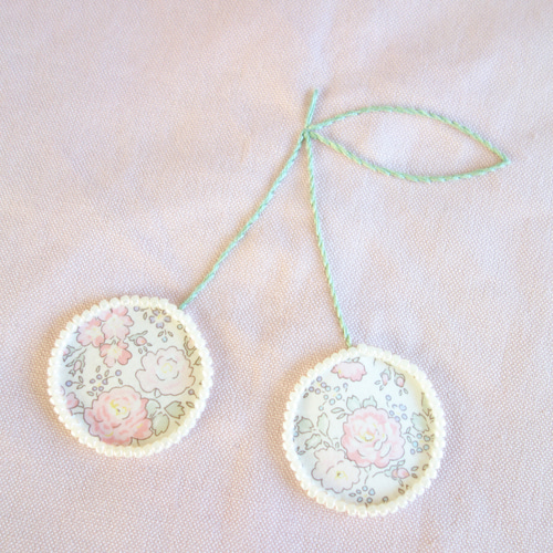 レッスンバッグ ピンク さくらんぼ 刺繍 リバティ チェリー