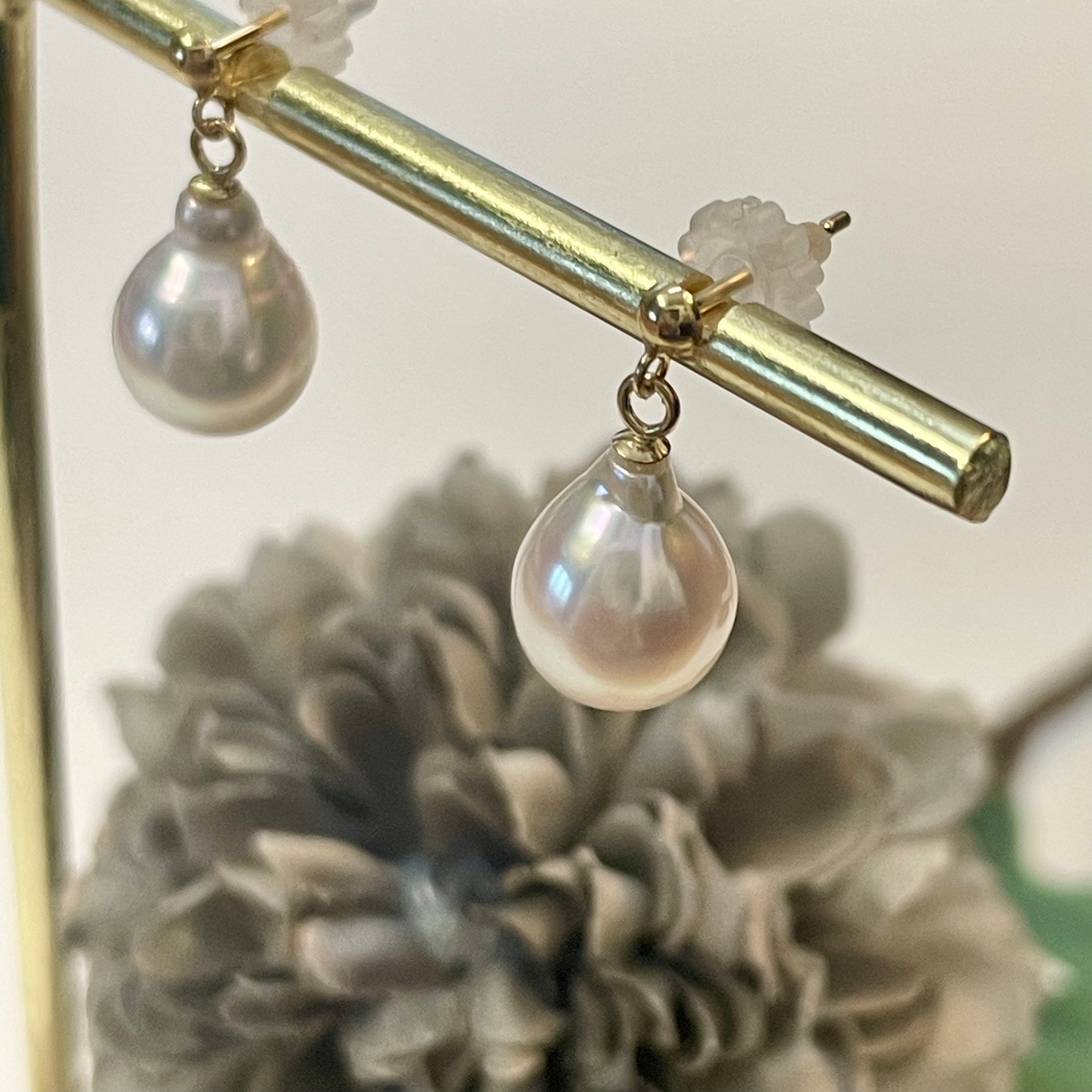 《K18》あこや真珠のしずくピアス ジュエリーBOXつき 送料無料