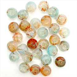 【30顆】圓形大理石玻璃珠★高/6mm★藍橙色圓珠混色 第3張的照片