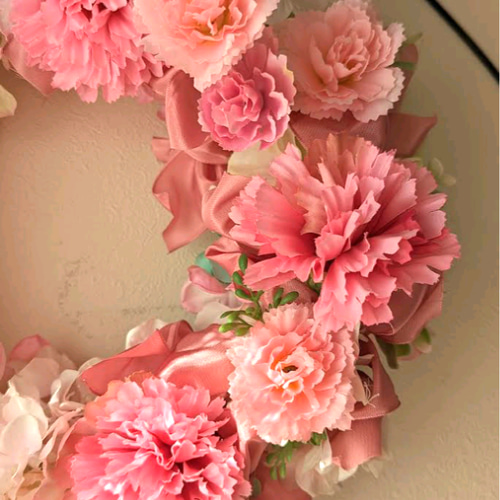 ずっときれいなふわふわピンク！紫陽花とカーネーションにフランス