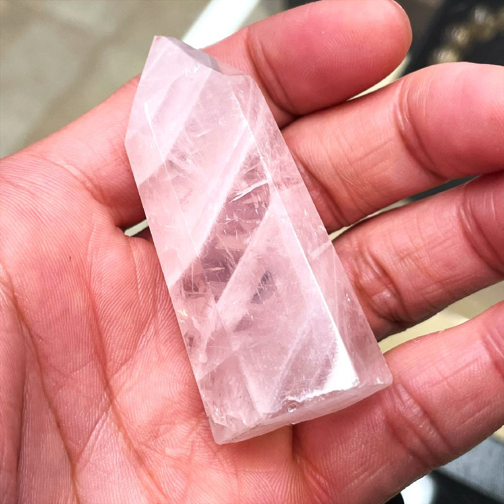 ヒマラヤの秘伝の書付 ヒーリングスティック 展示品ローズクォー チャクラストーン