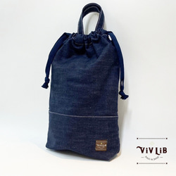 藍染め刺し子×岡山デニム×倉敷帆布のパッチワークミニショルダーバッグ