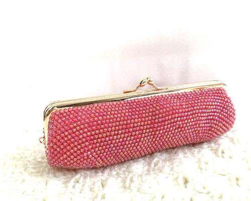 ビーズのがま口☆メガネケース☆がま口ポーチ☆ハンドメイド