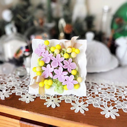 すみれとミモザ石鹸の咲く春～/ソープカービング/石鹸彫刻